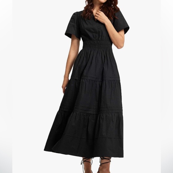 Cotton Black Tiered Smocked Summer Dress, NWT - Picture 10 of 11